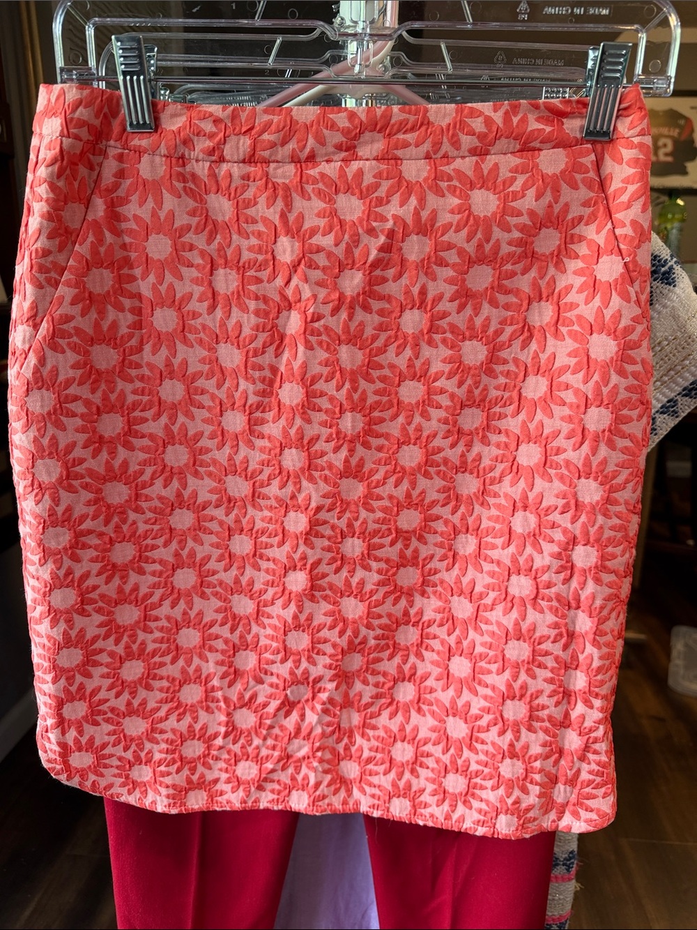 Boden Coral Pink Floral Jacquard Mini Skirt